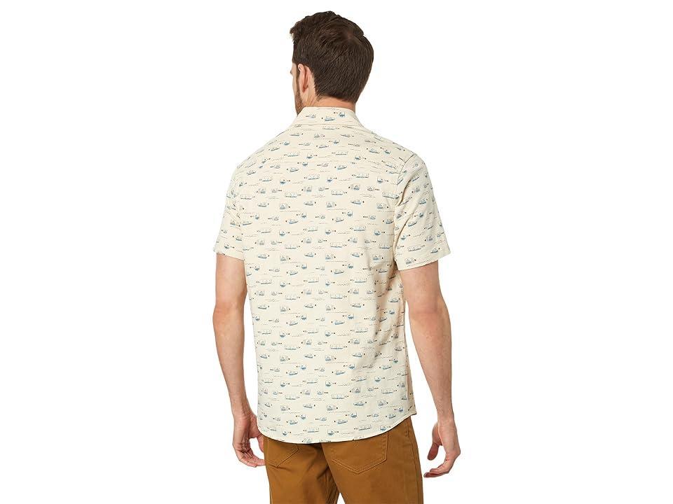 L.L.Bean Lakewashed Organic Short Sleeve Button-Down (Message in A Bottle) Men's Clothing Product Image