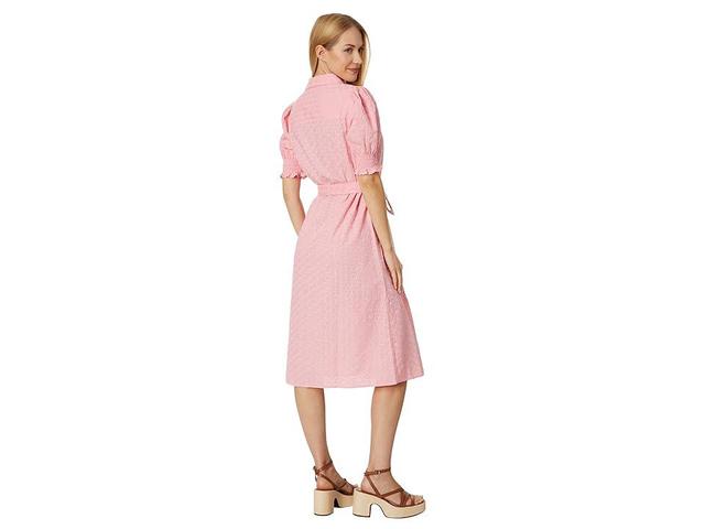 Tommy Hilfiger Puff Sleeve Eyelet Midi Dress (Windmill Eyelet/English Rose) Women's Clothing Product Image