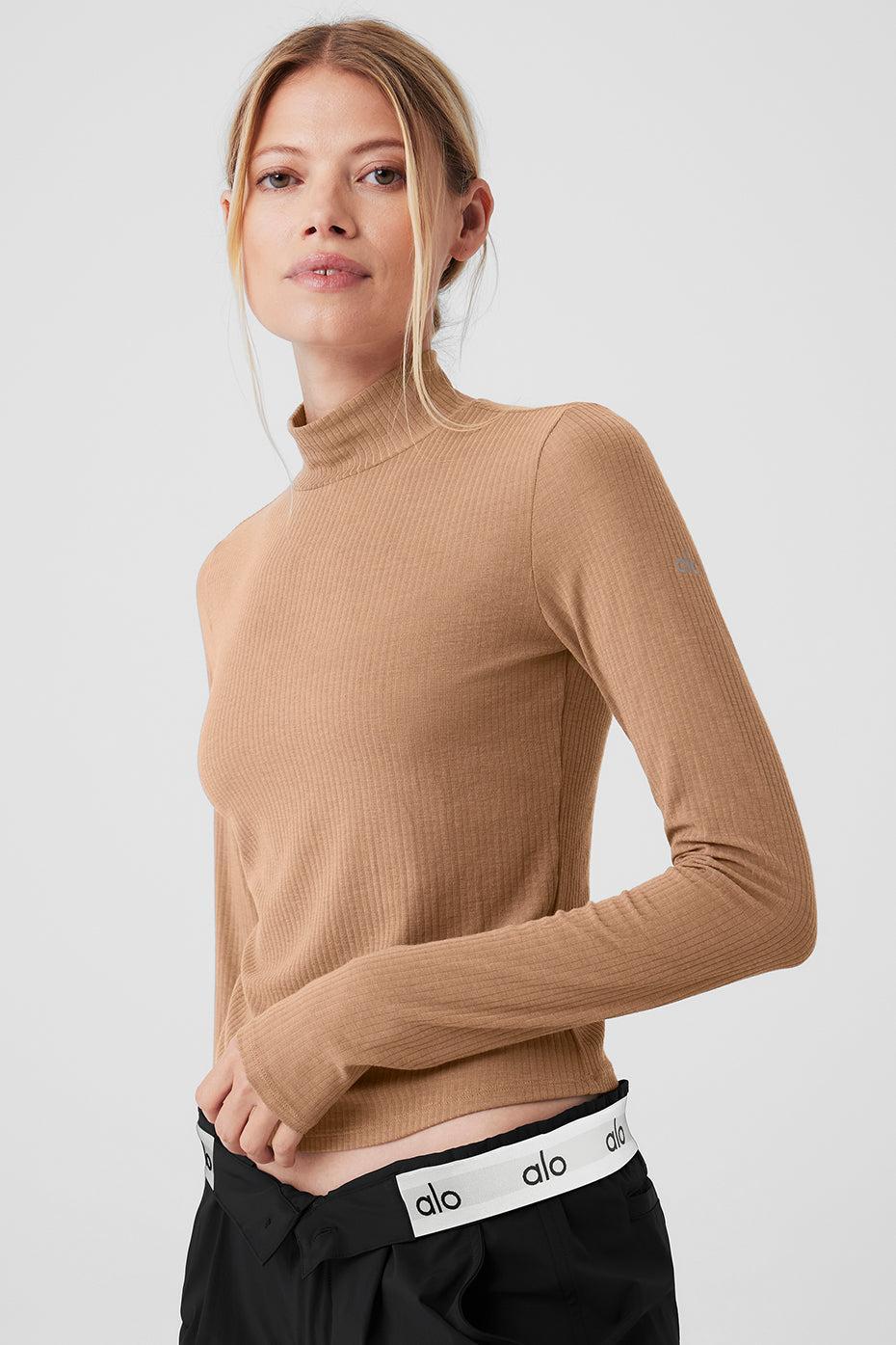 Ribbed Sea Coast Mockneck Long Sleeve - Toasted Almond Female Product Image