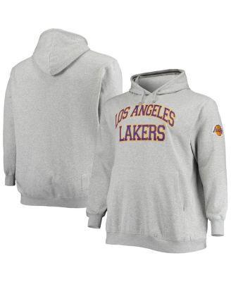 Mens Mitchell & Ness Heathered Gray Los Angeles Lakers Hardwood Classics Big & Tall Throwback Pullover Hoodie Product Image