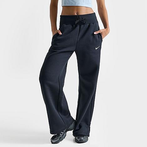 Nike Womens Nike Phoenix High Rise Wide Pants - Womens Black/White Product Image