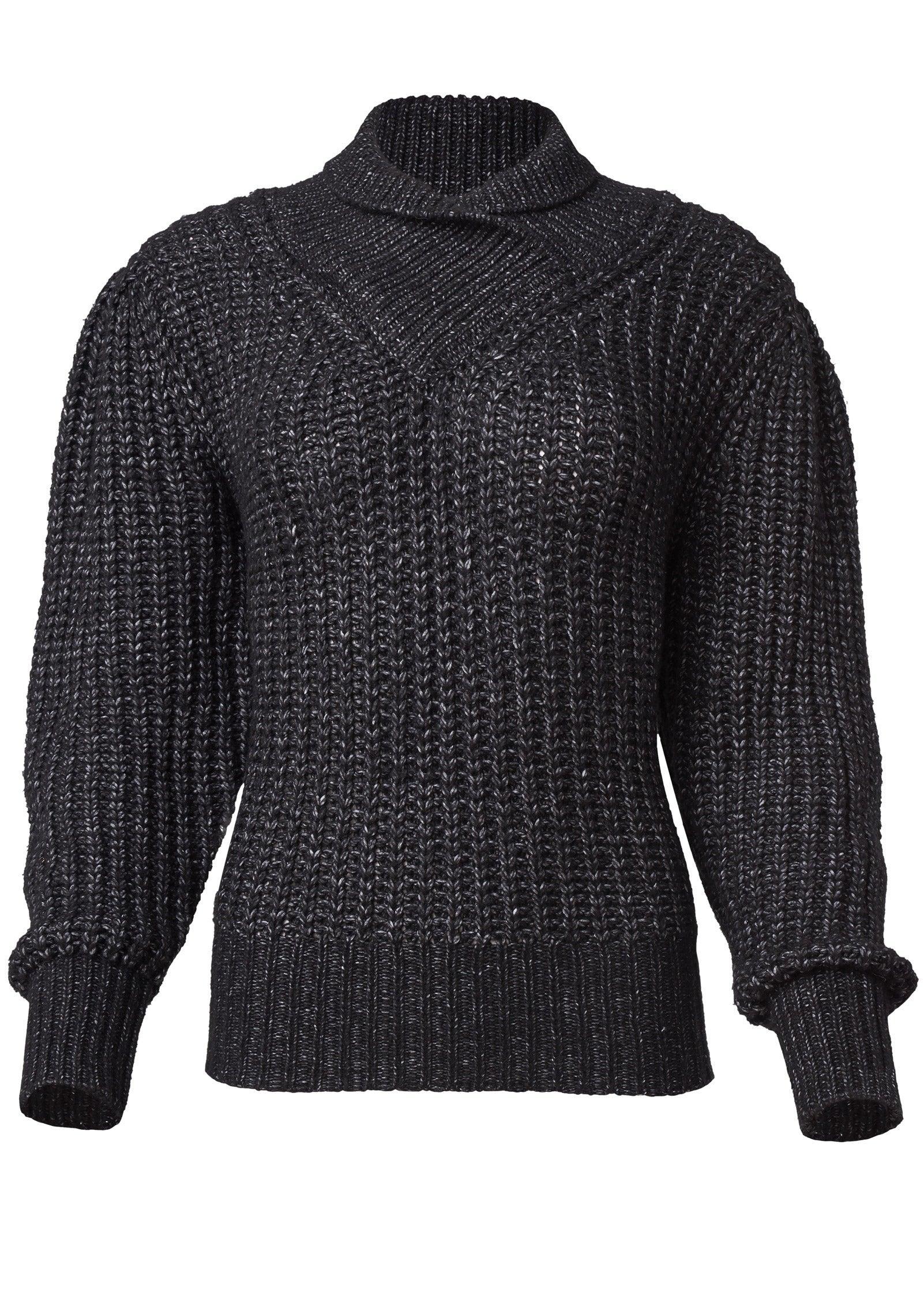 Wrapped Turtleneck Sweater - Black Multi Product Image