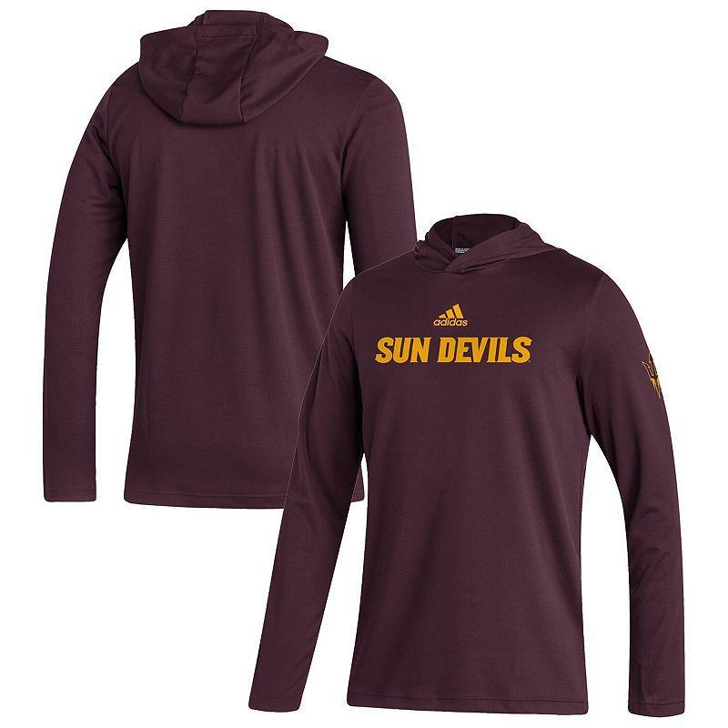 Mens adidas Maroon Arizona State Sun Devils Stadium Wordmark HEAT.RDY Long Sleeve Hoodie T-Shirt Product Image