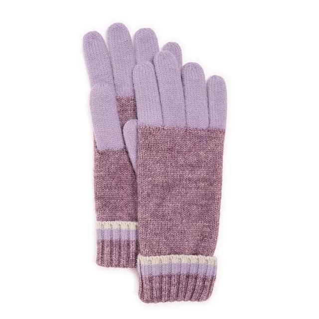 Womens MUK LUKS Ribbed Colorblock Gloves, Soft Purple Product Image