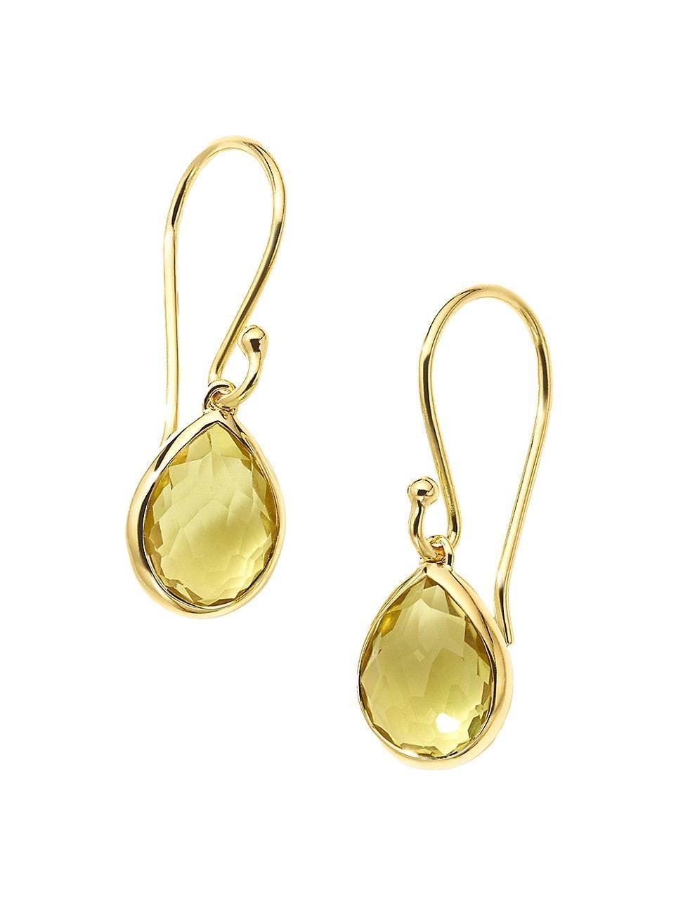 Womens Rock Candy 18K Green Gold & Citrine Teeny Teardrop Earrings Product Image