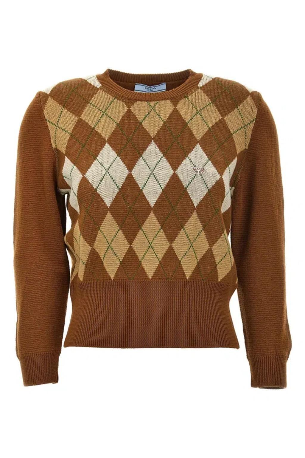 Pullover Mit Argyle-strickmuster In Brown Product Image