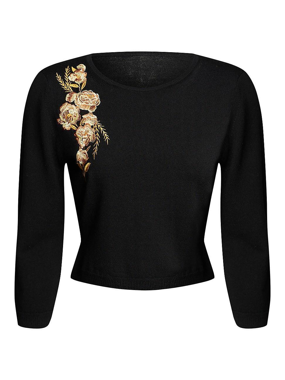 Womens Bethany Embroidered Merino Wool Crewneck Sweater Product Image