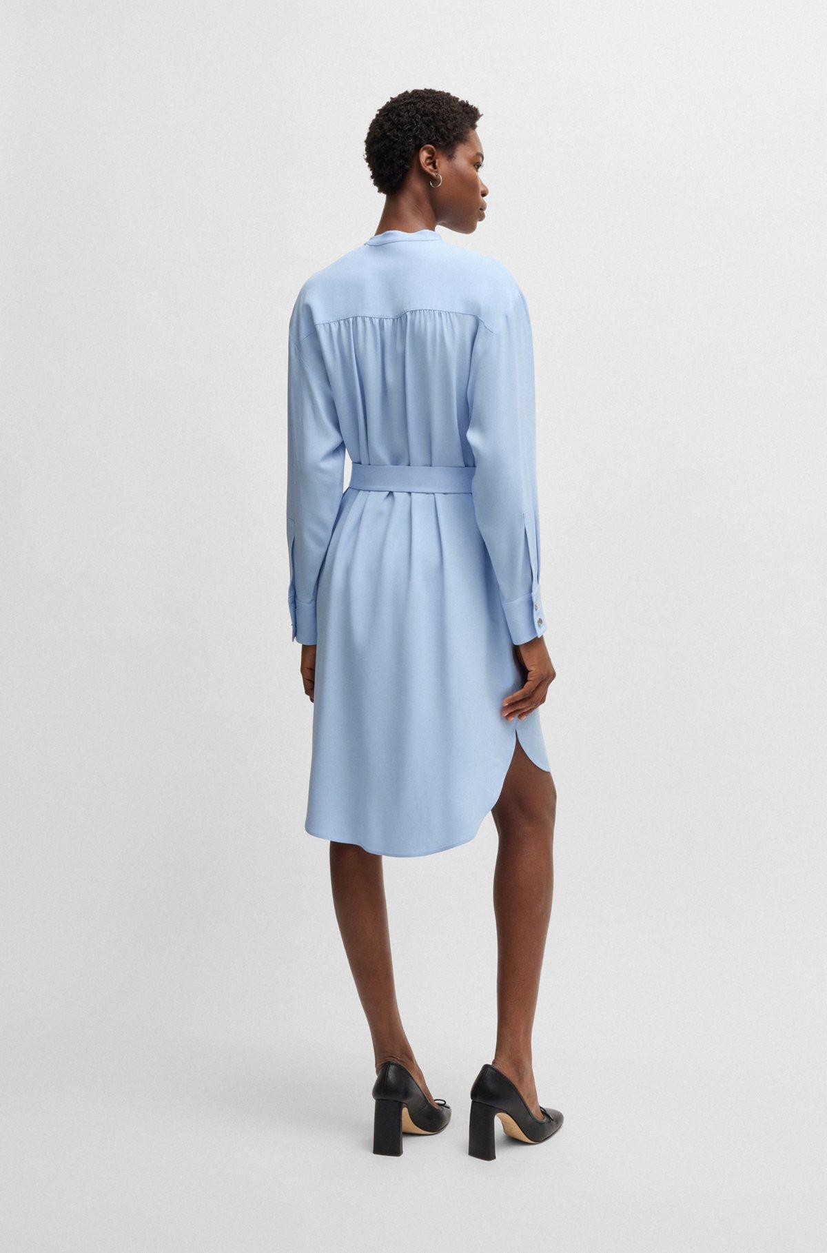 BOSS - Belted dress with snap placket - Light Blue Product Image