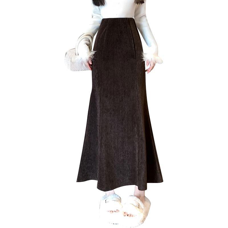 High Rise Plain Maxi Fishtail Skirt Product Image