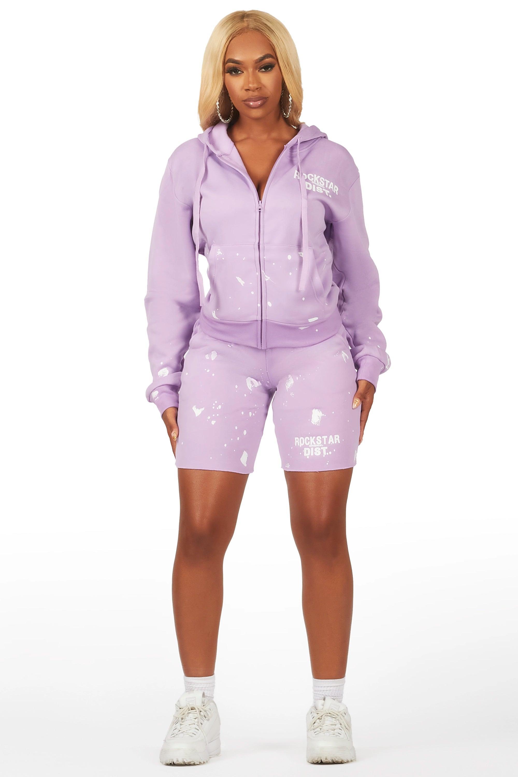 Kanesha Lavender Zip Up Short Set Female Product Image