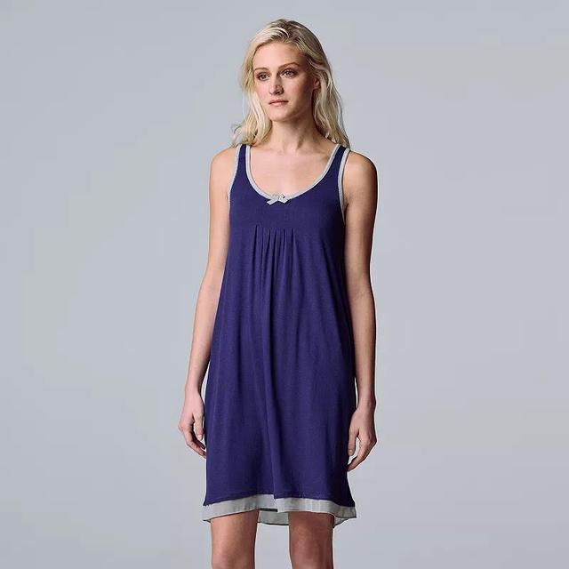 Womens Simply Vera Vera Wang Basic Luxury Chemise Blue Product Image