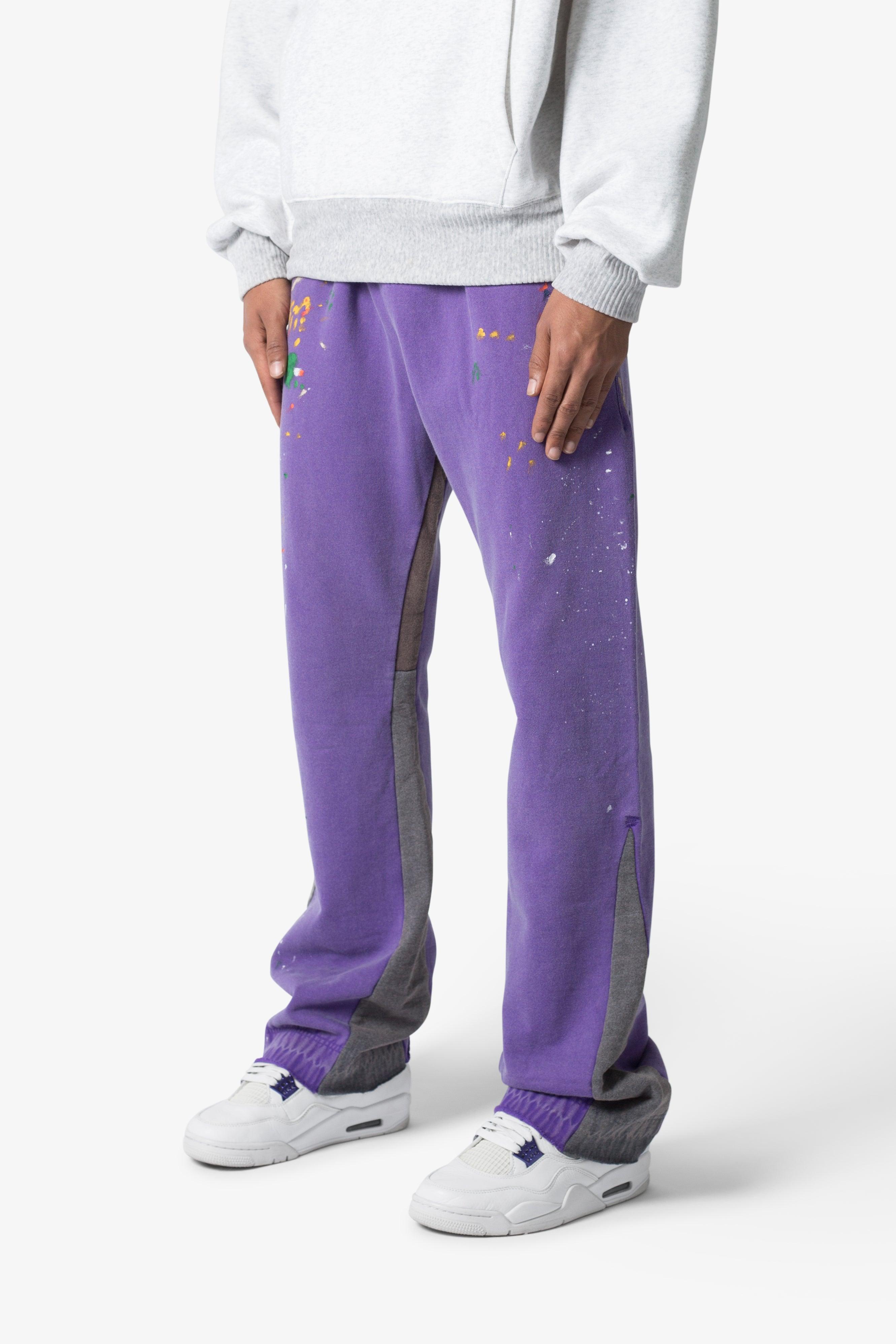 Contrast Bootcut Sweatpants - Purple Product Image