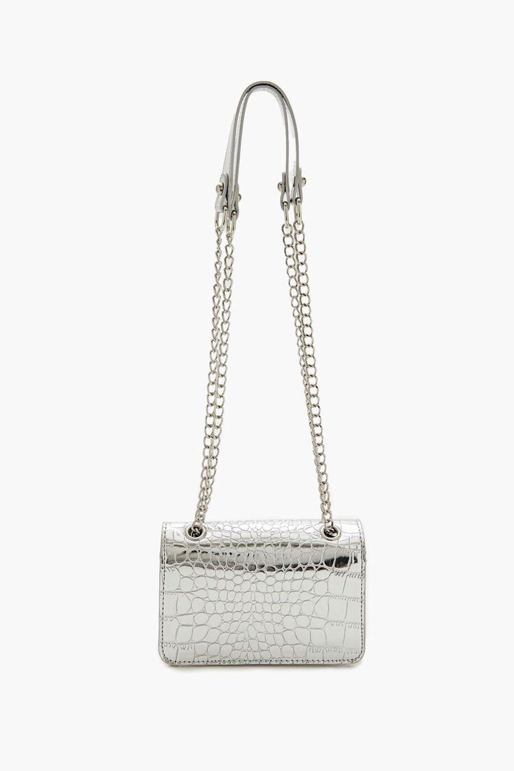 Metallic Faux Croc Shoulder Bag | Forever 21 Product Image