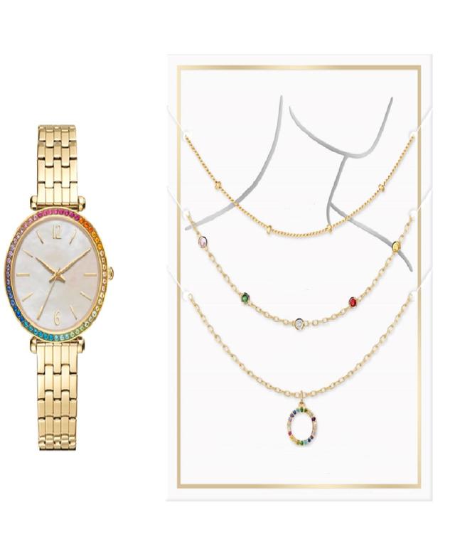 Jessica Carlyle Womens Quartz Gold-Tone Alloy Watch 33mm Gift Set - Shiny Gold Product Image