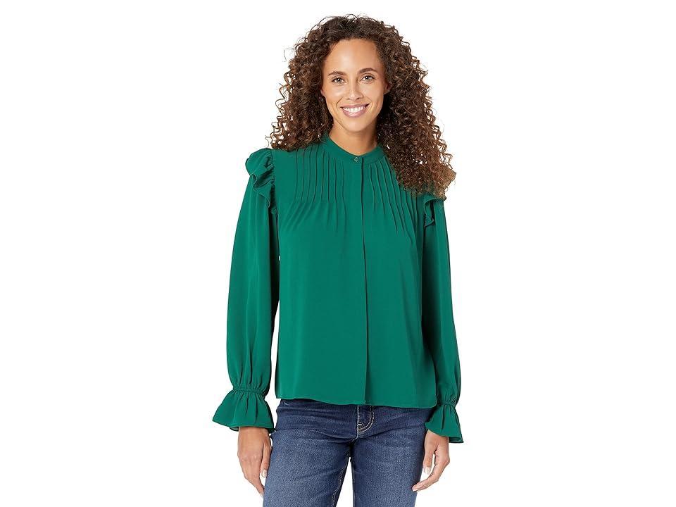 CeCe Pintuck Ruffle Blouse Product Image