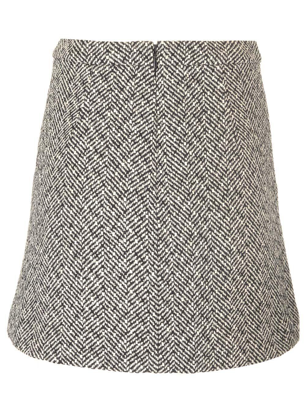 Black Herringbone Mini Skirt Product Image