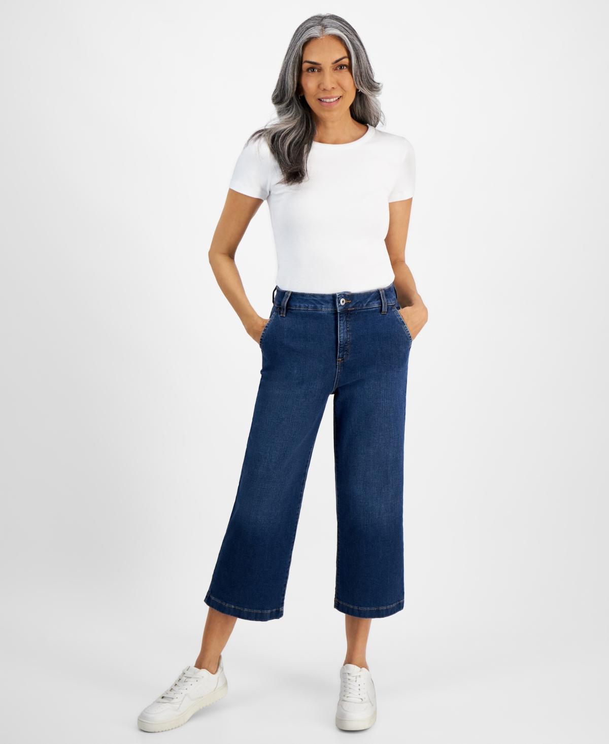 Style & Co Womens High-Rise Wide-Leg Crop Jeans, Created for Macys Product Image