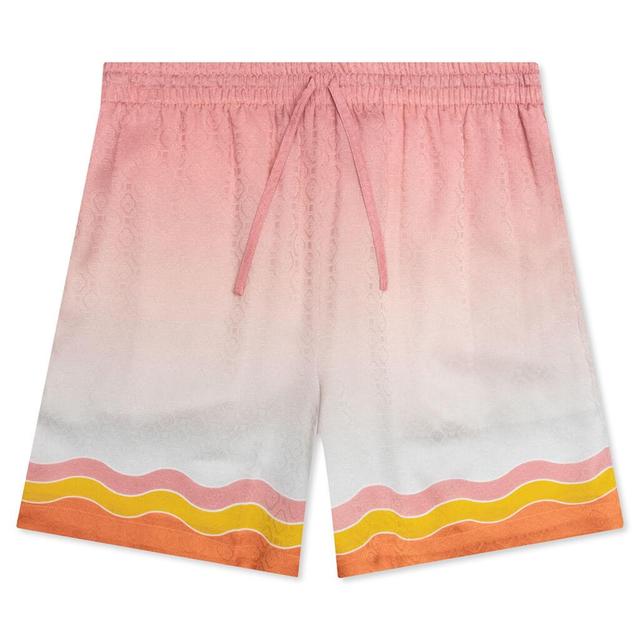 Rainbow Monogram Printed Silk Shorts - White Male Product Image