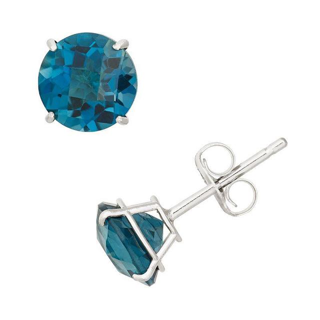 London Blue Topaz 10k White Gold Stud Earrings, Womens Product Image