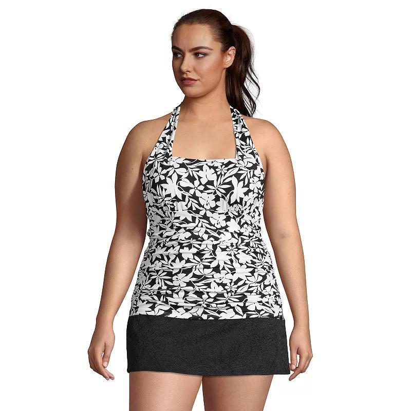 Lands End Plus Size Square Neck Halter Tankini Swimsuit Top Product Image