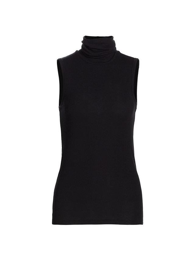 Womens Rib-Knit Sleeveless Turtleneck Tank Product Image