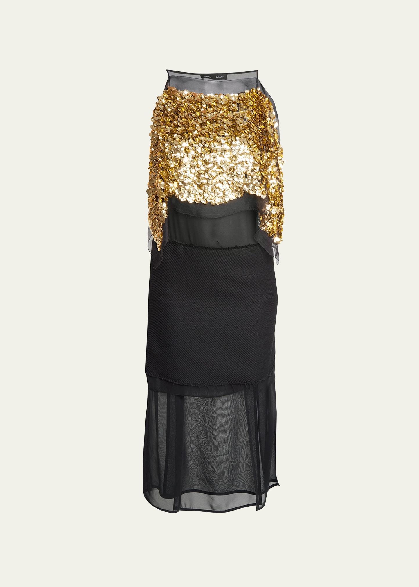 Zaha Sequined Layered Silk Midi Dress Product Image