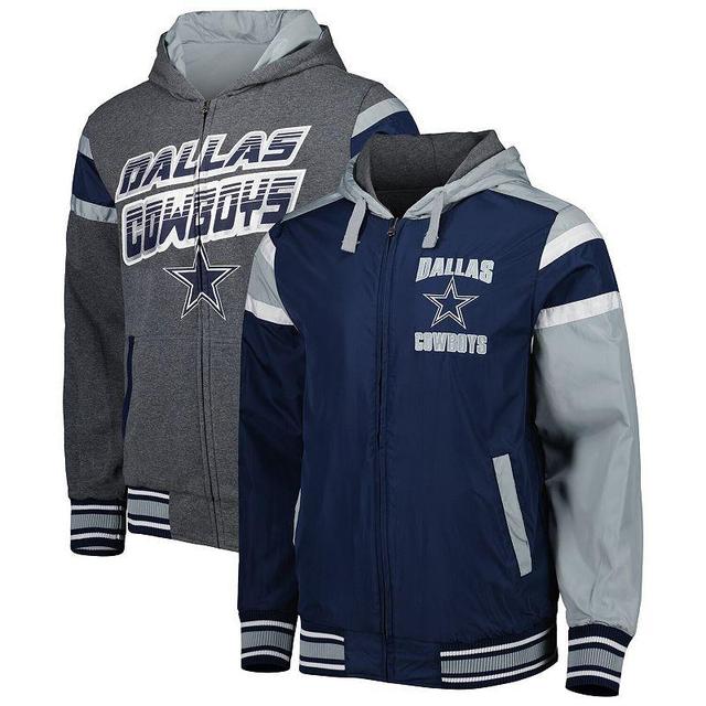 Mens G-III Sports by Carl Banks /Gray Dallas Cowboys Full Back Reversible Full-Zip Hoodie Jacket Blue Product Image