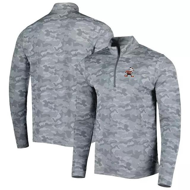 Mens Antigua Gray Cleveland Browns Brigade Throwback Quarter-Zip Top Product Image