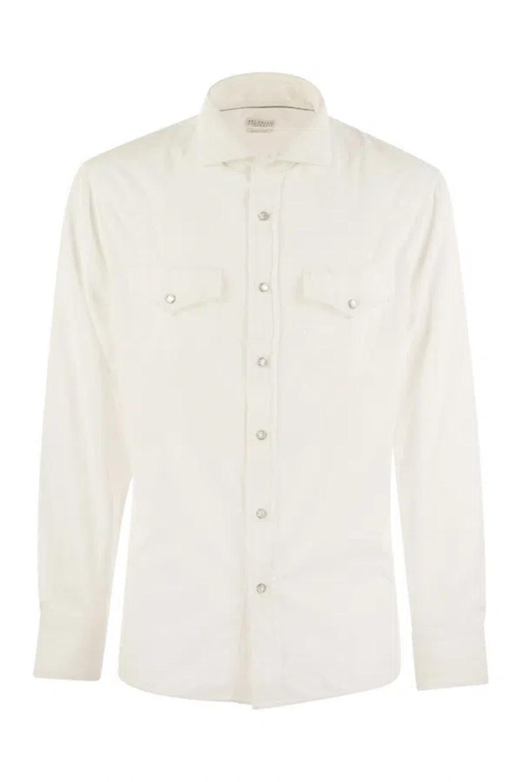 Leisure Fit Chest Pocket Shirt In White Product Image