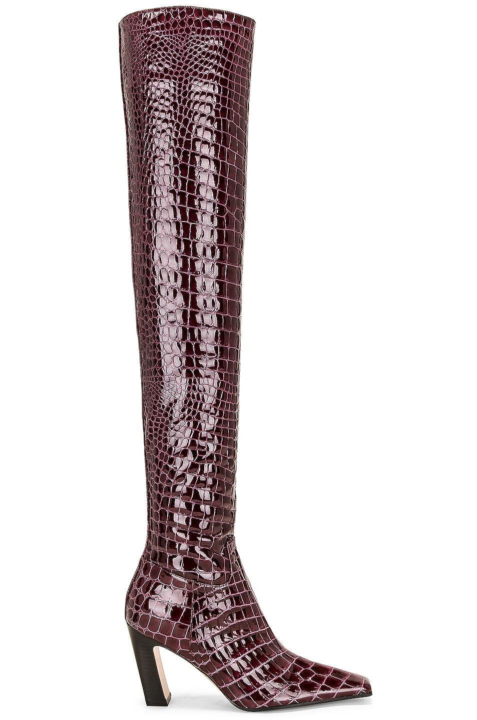 KHAITE Marfa Classic Over The Knee Heel Boot in Brick Product Image