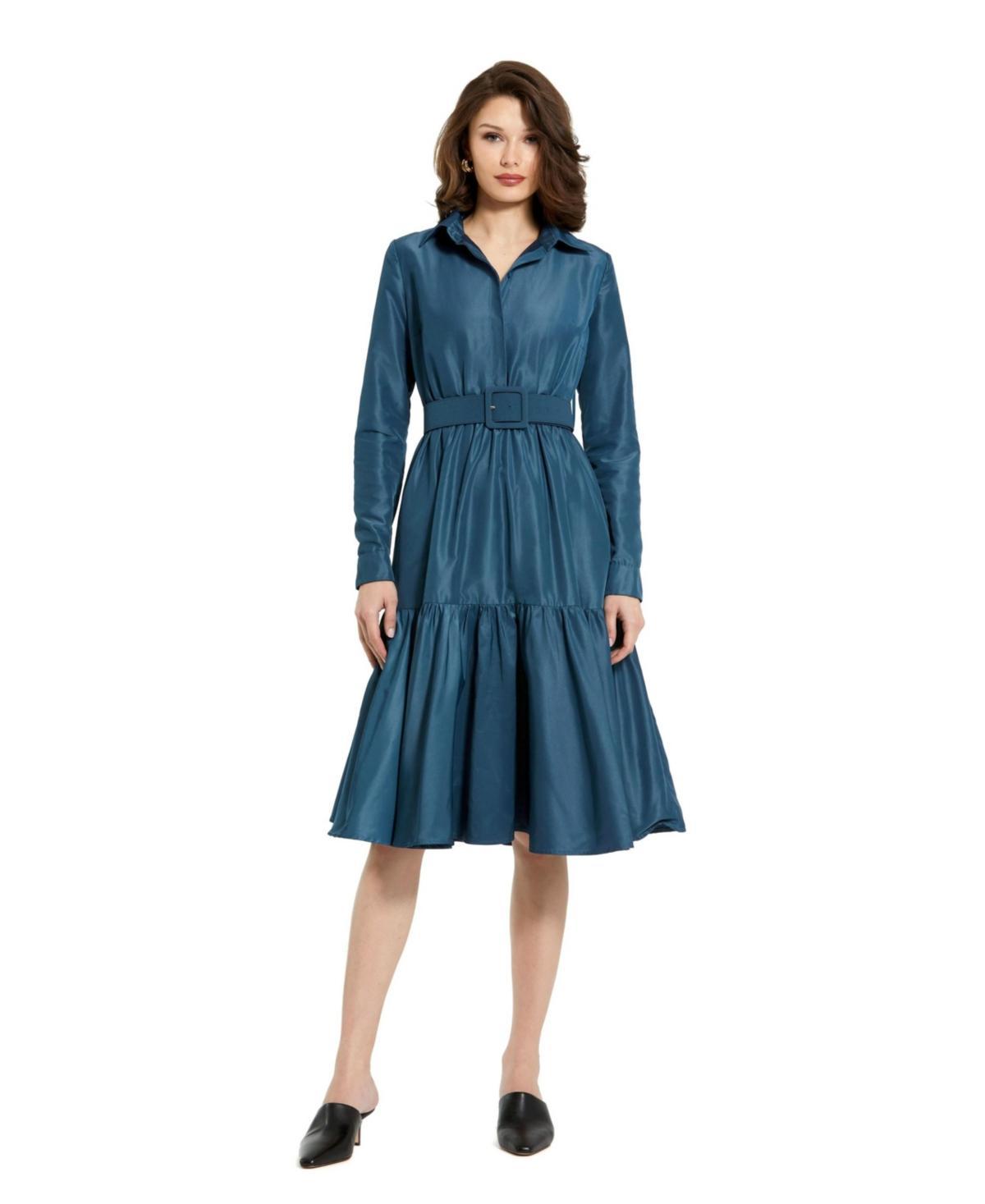 Womens Faille Belted A-Line Shirtdress Product Image