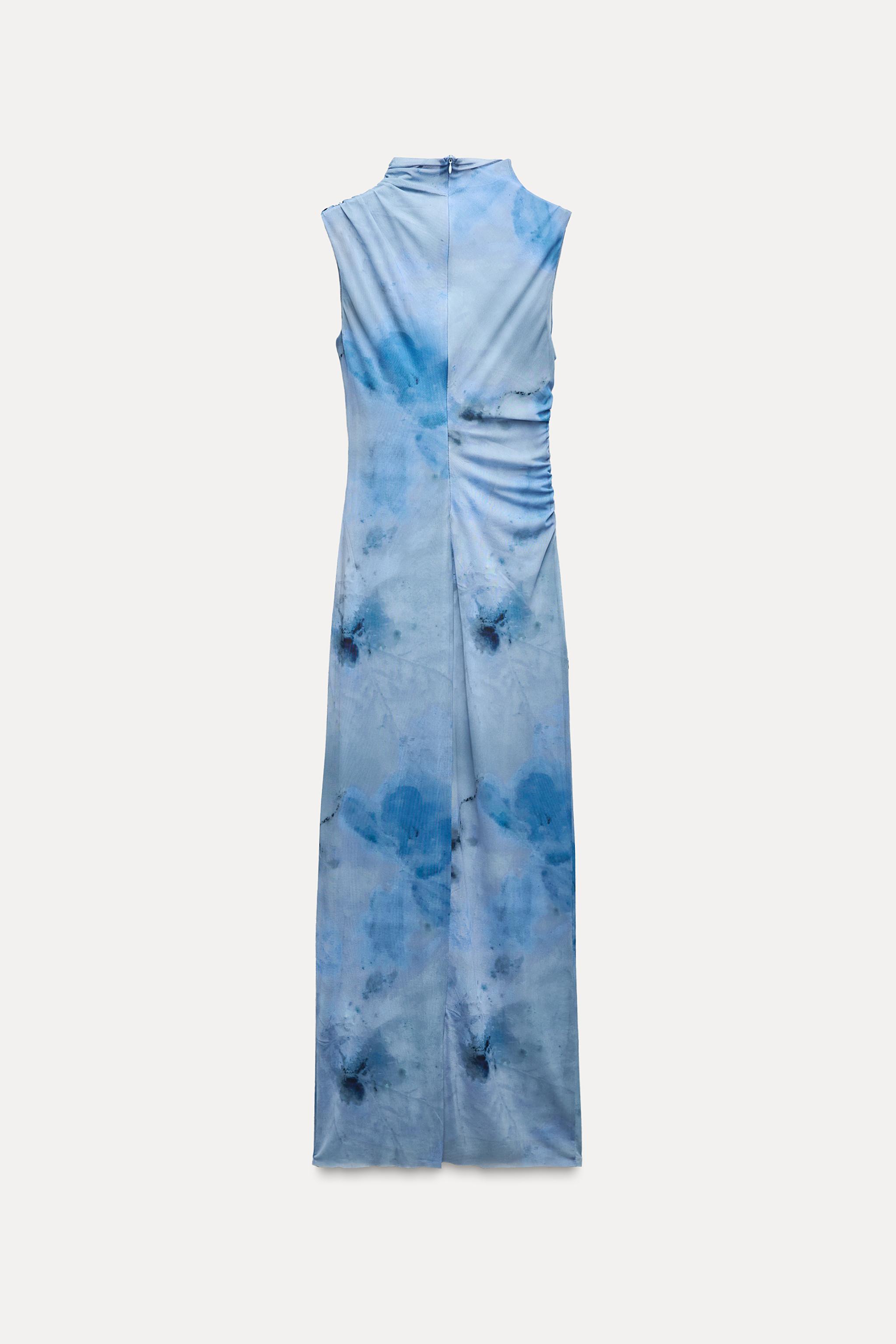 DRAPED PRINTED MIDI DRESS Product Image