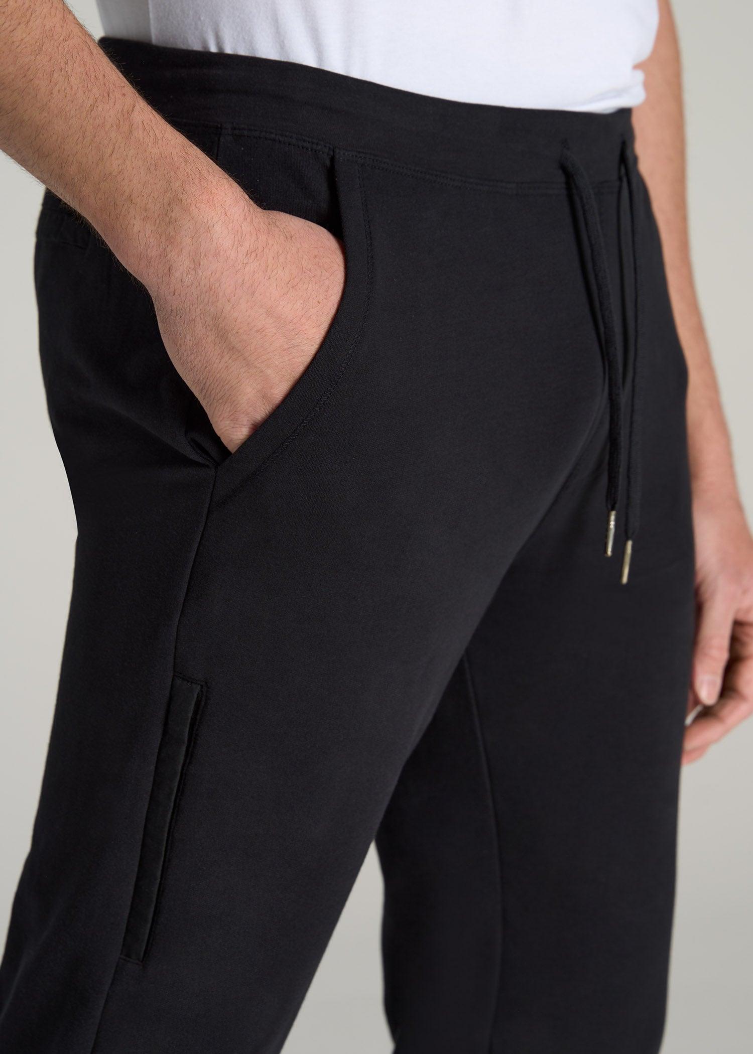 Microsanded French Terry Sweatpants for Tall Men in Black Male Product Image