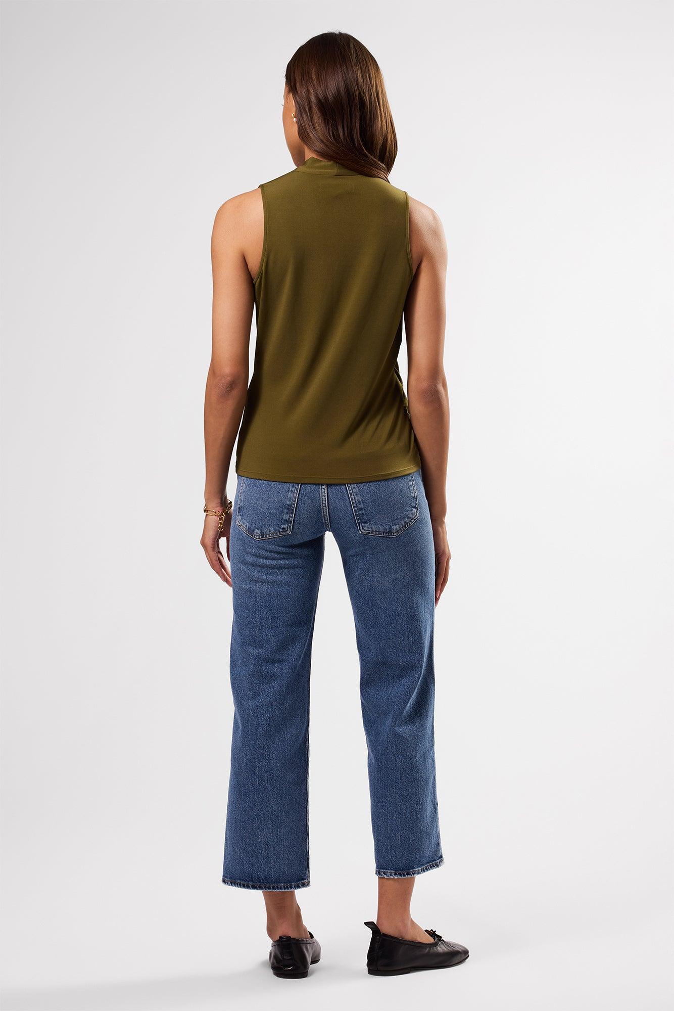 Calais Stretch Knit Tank - Olive Green Product Image