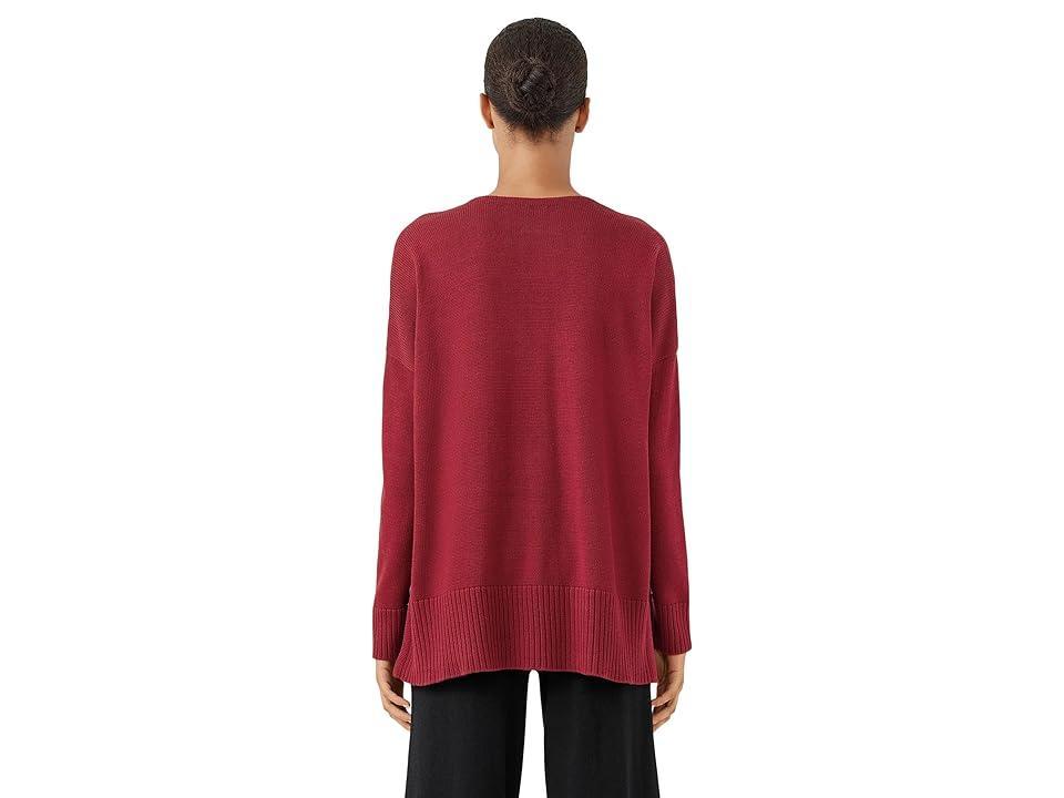 Eileen Fisher V-Neck Box Top (Deep Claret) Women's Clothing Product Image