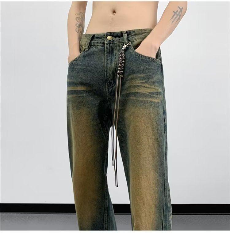 Low Rise Washed Flared Jeans Product Image