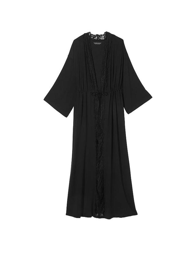 Modal & Lace Trim High-Slit Maxi Robe Product Image