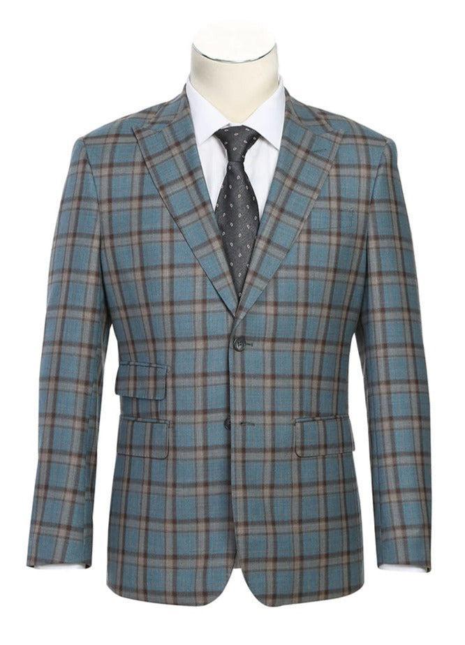 English Laundry 2-Piece Light Gray with Bronze Stereoscopic-Grid Suit Wool Blend Product Image