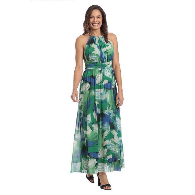 Womens London Times Floral Halter Ruched Maxi Dress Product Image