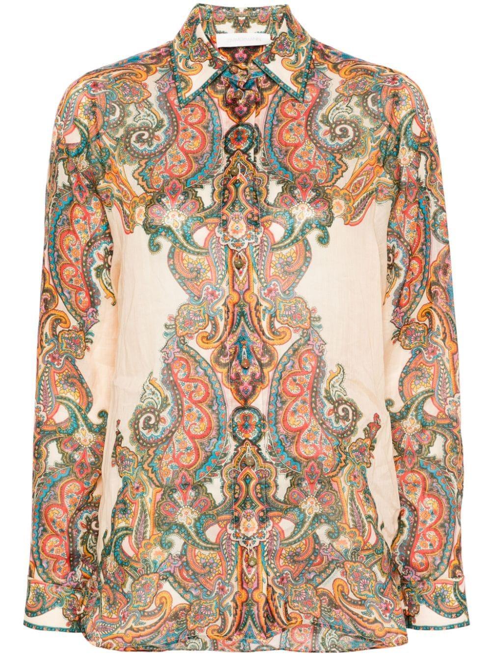 Womens Multi Paisley Ottie Paisley-print Ramie Shirt Product Image