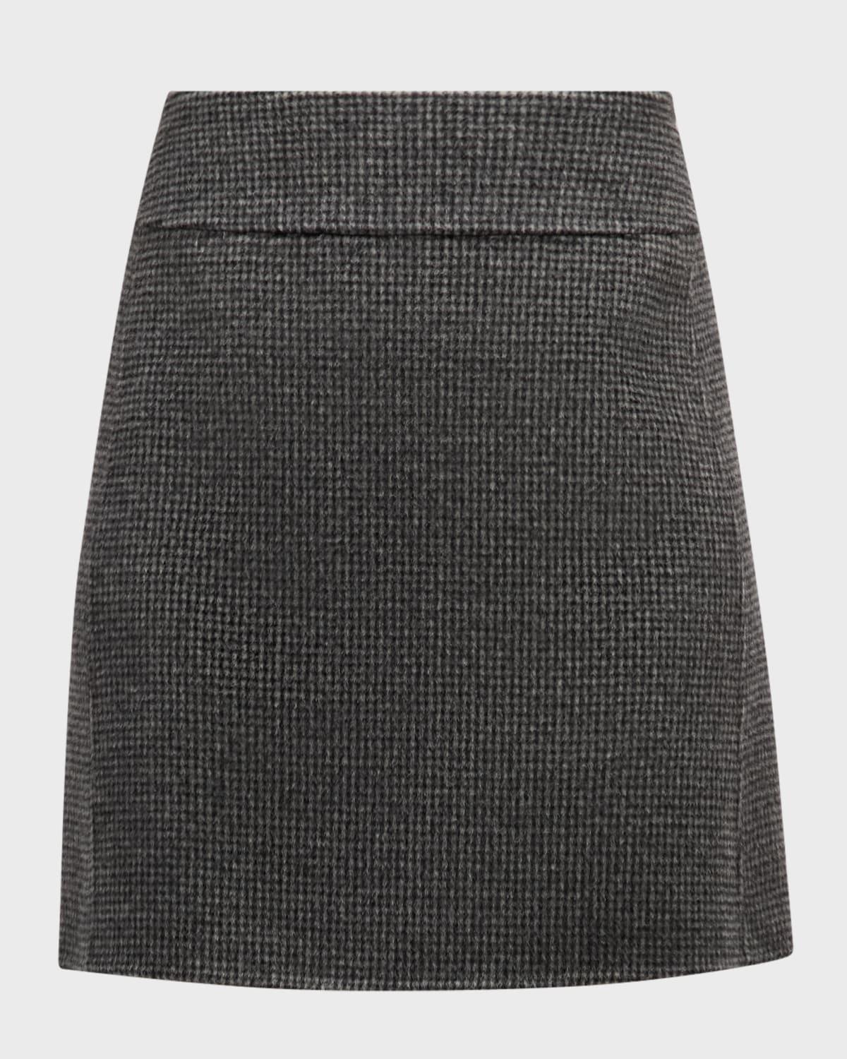 Stone Wool-Blend Houndstooth Mini Skirt  product image