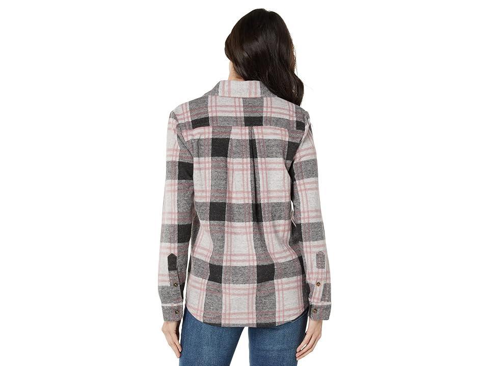 Lucky Brand Knit Shirt Jacket (Black Plaid) Women's Clothing Product Image