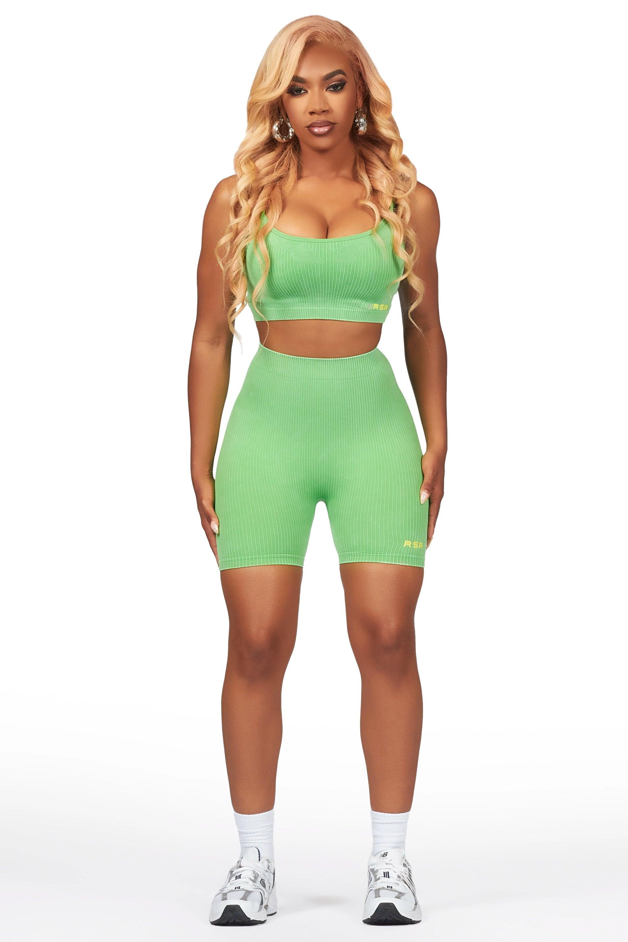 Sharifa Green Active Short Set Female Product Image