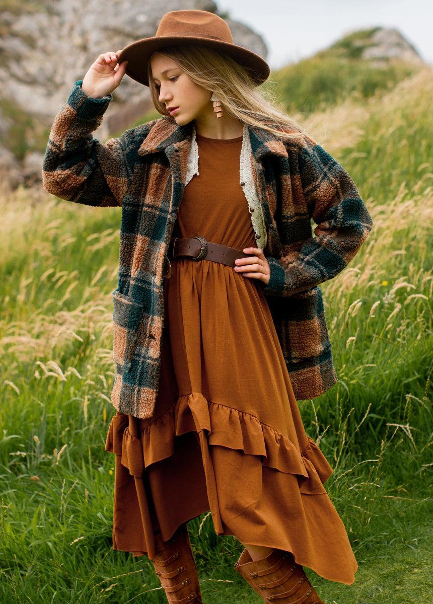 Gertrude Coat in Camel Plaid Product Image