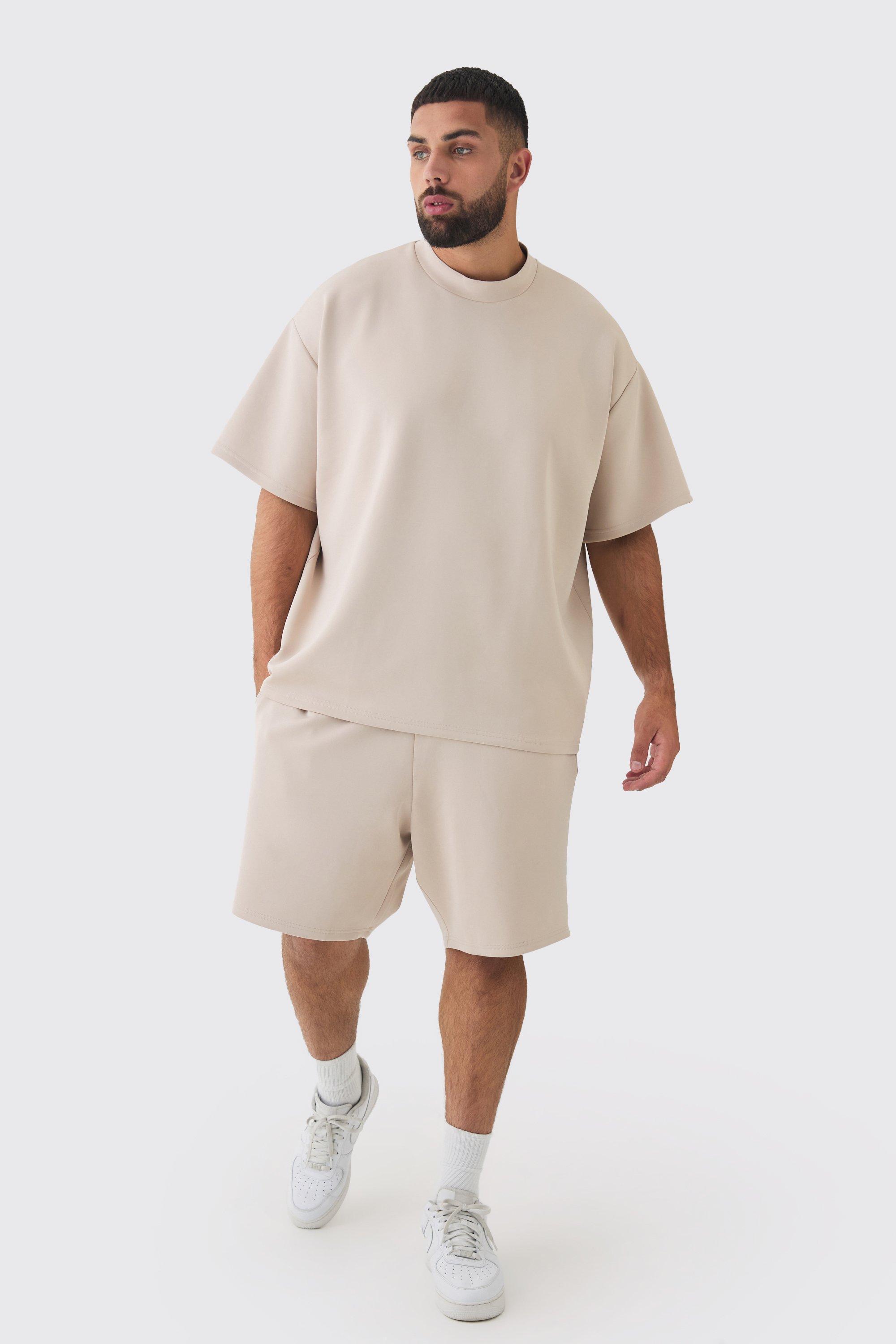 Plus Oversized Scuba T-shirt & Relaxed Short Set | boohooMAN USA Product Image