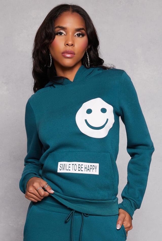 Womens Fleece Smile To Be Happy Pullover Hoodie Product Image