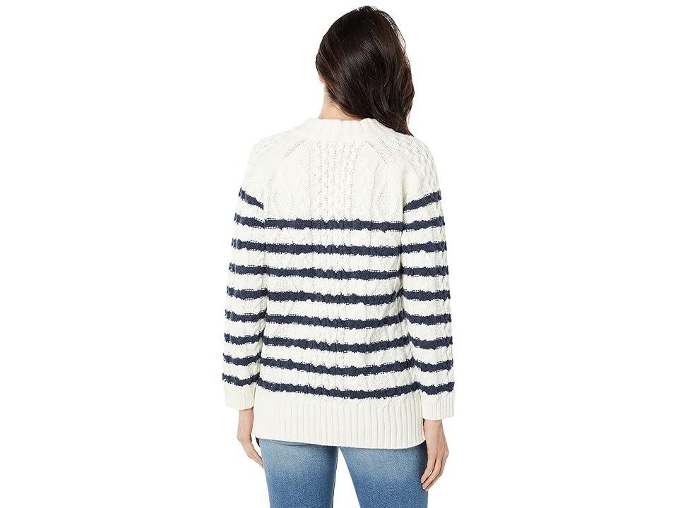 Madewell Linelle Cableknit Pullover Sweater in Stripe (Antique Cream) Women's Sweater Product Image