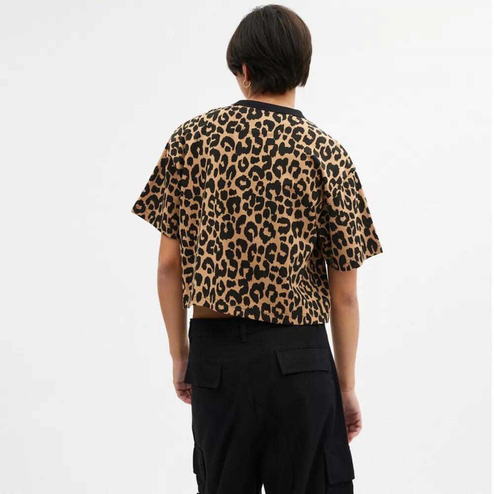 Leopard Cursive Signature Cropped T Shirt Product Image