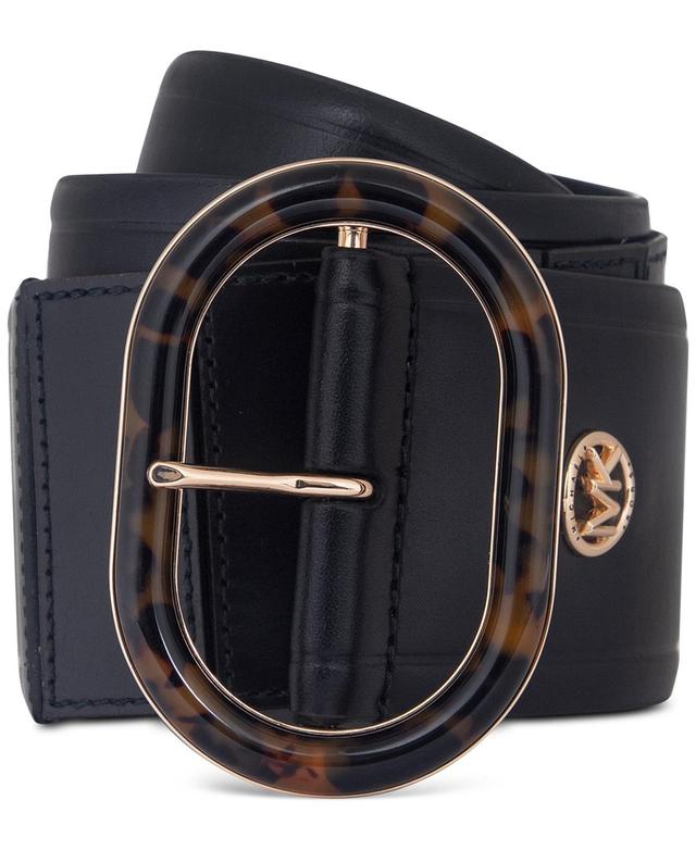 Michael Michael Kors Womens Animal-Print-Buckle Leather Belt - Black Product Image