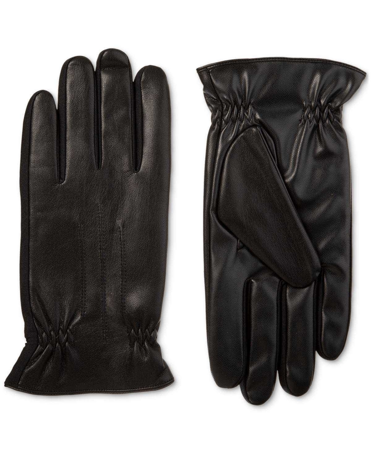 Isotoner Signature Mens Insulated Faux-Leather Touchscreen Gloves Product Image